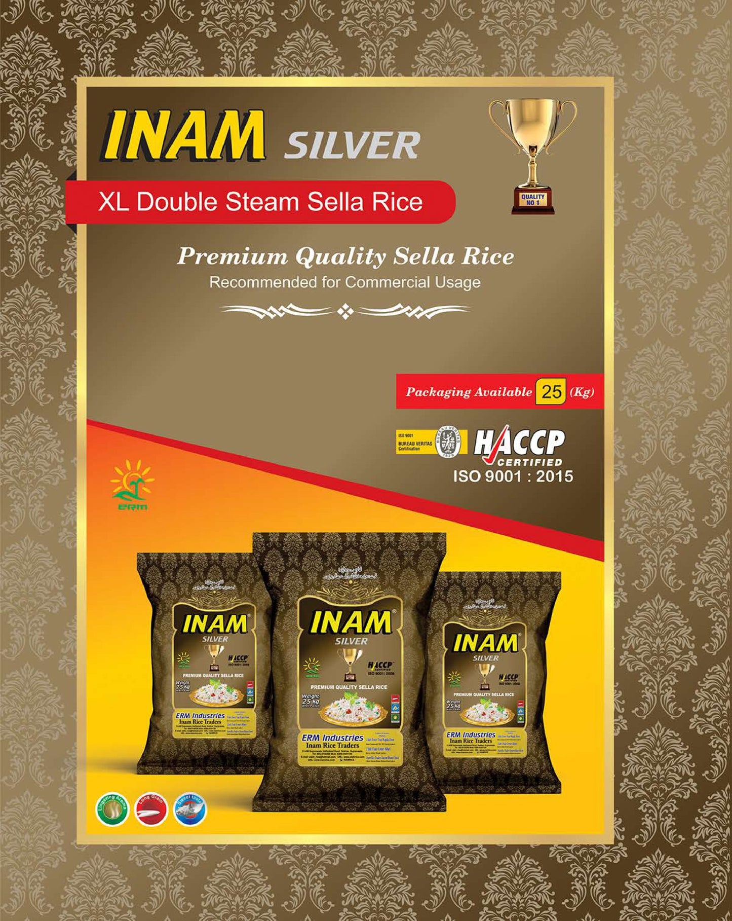 Inam Rice - Silver - Sella Rice - Double Steam - XL - 25 KG