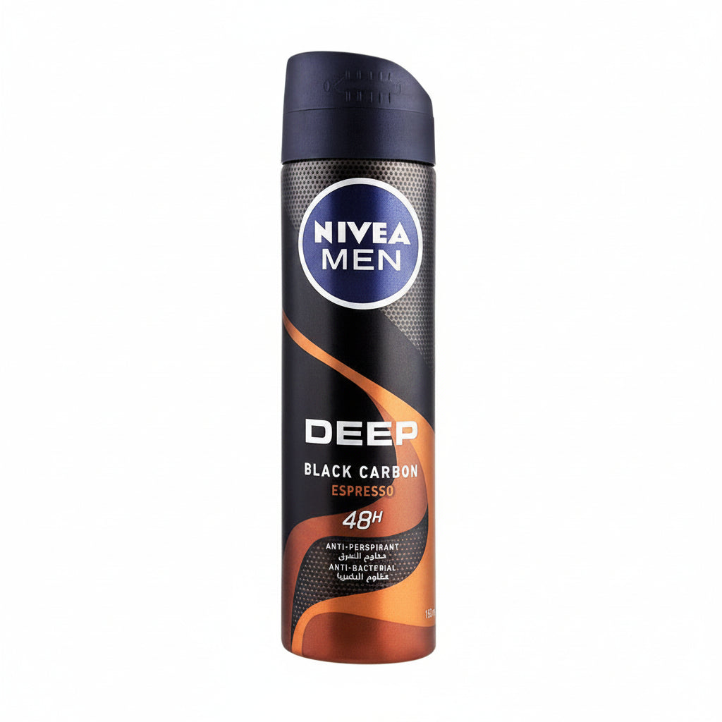 Nivea Men Deep Black Carbon deodorant on a white background