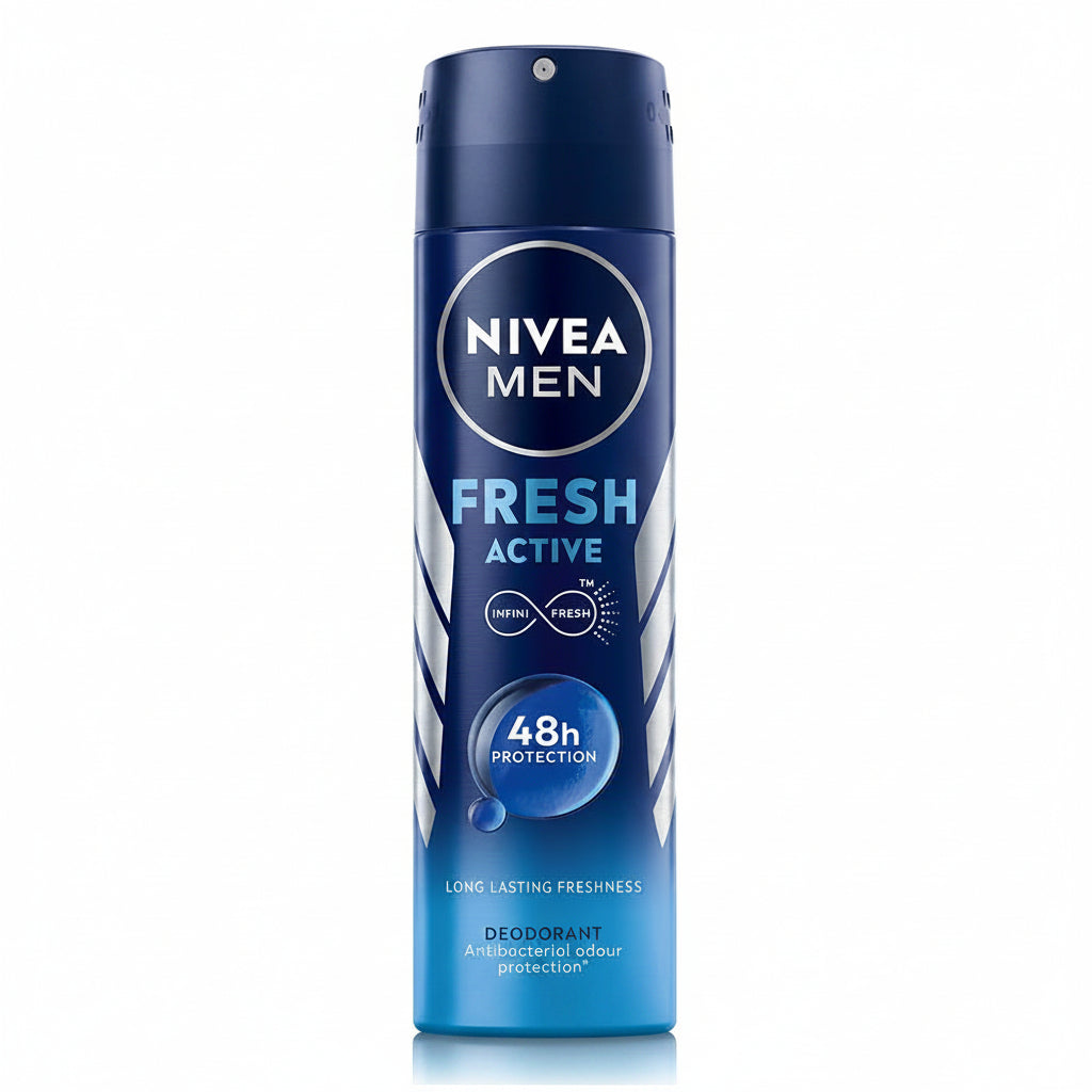 Nivea Men Fresh Active deodorant spray on a white background