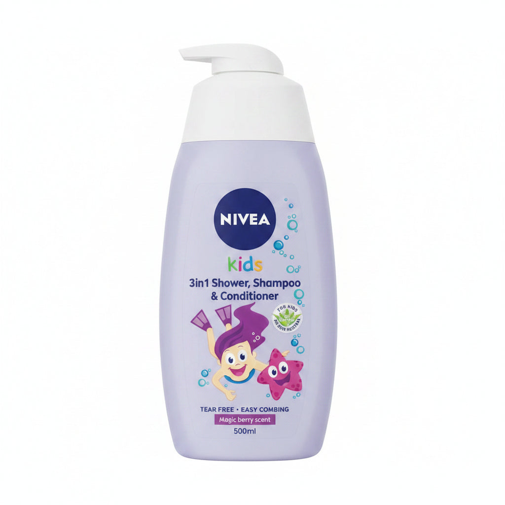 NIVEA - KIDS - Magic Berry Scent - 3 in 1 Shower - Shampoo & Conditioner - 500ml