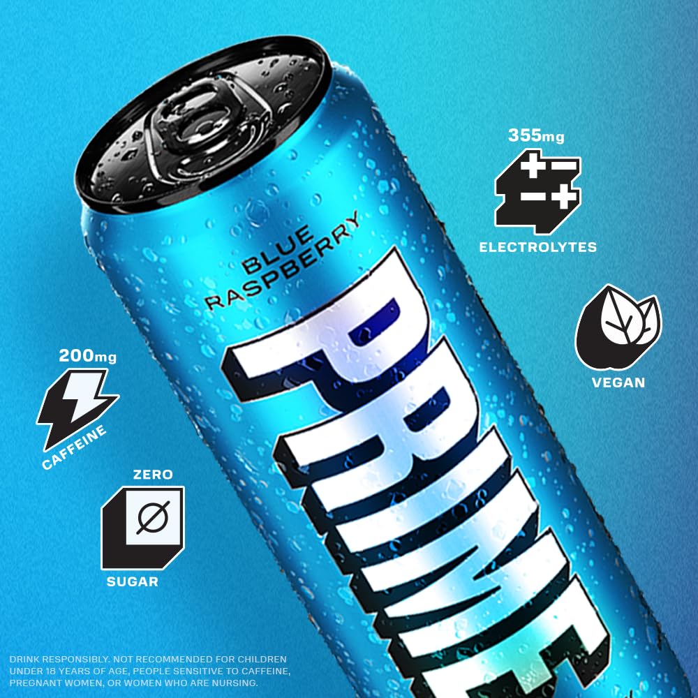 Prime Hydration - Blue Raspberry - Energy Drink - Zero Sugar - 330 ML (12 Pack)