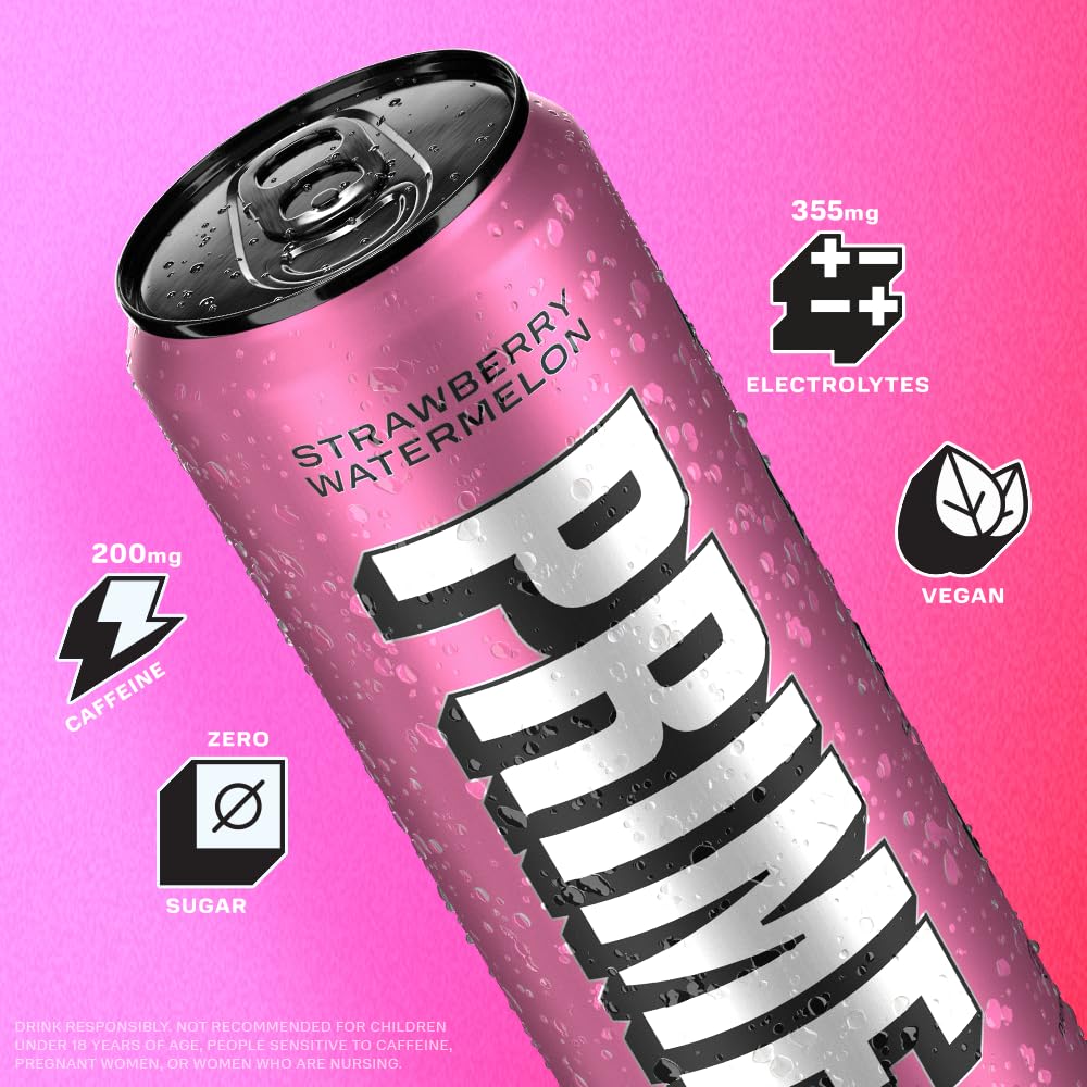Prime Hydration - Strawberry Watermelon - Energy Drink - Zero Sugar - 330 ML (12 Pack)