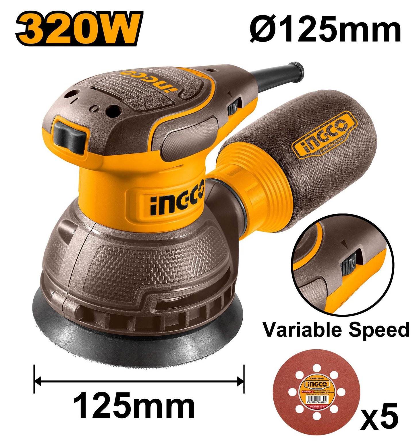 INGCO - Rotary sander 320w RS3216