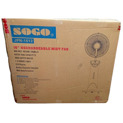 Sogo Rechargeable Floor Fan (JPN-1612) - 16" Width