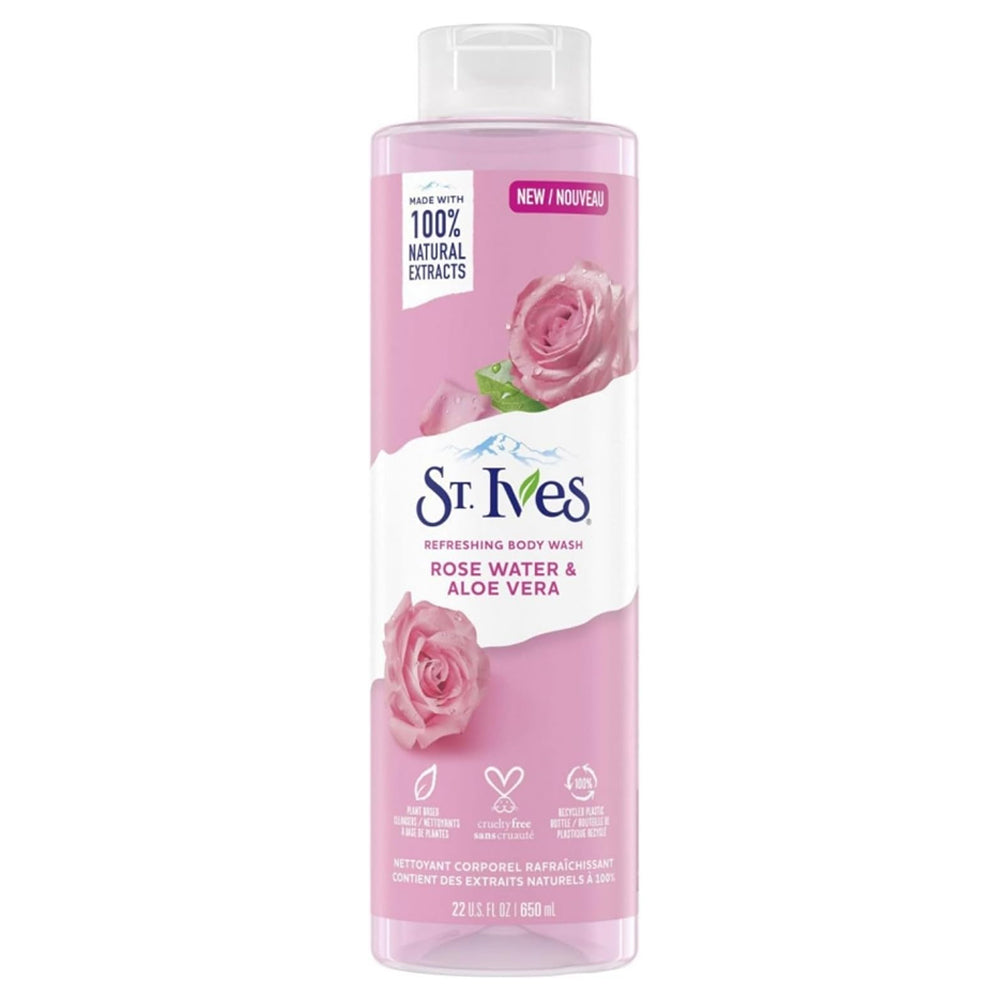 ST. Ives - Rose Water & Aloe Vera - Refreshing Cleanser - Shower Gel Body Wash - 650 ml / 22 Fl. Oz