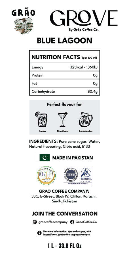 Blue Lagoon Syrup Grao Coffee Company