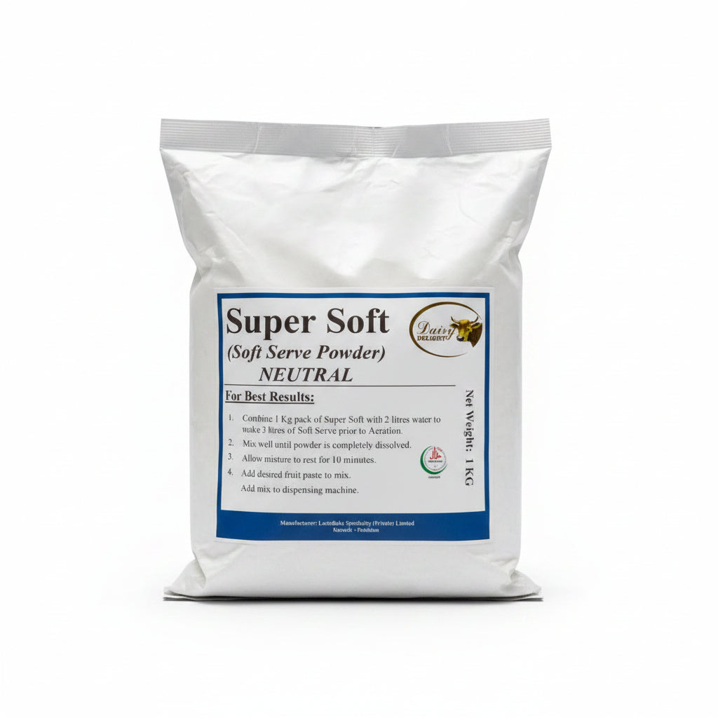 Super Soft soft serve powder package on a white background