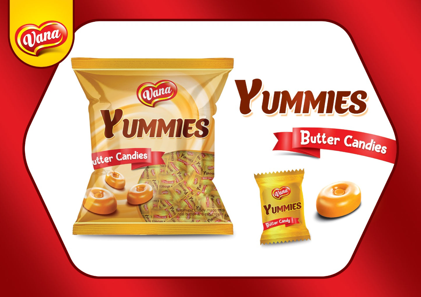 VANA - Yummies Candy - Butter (50 Pieces) - 48 CT