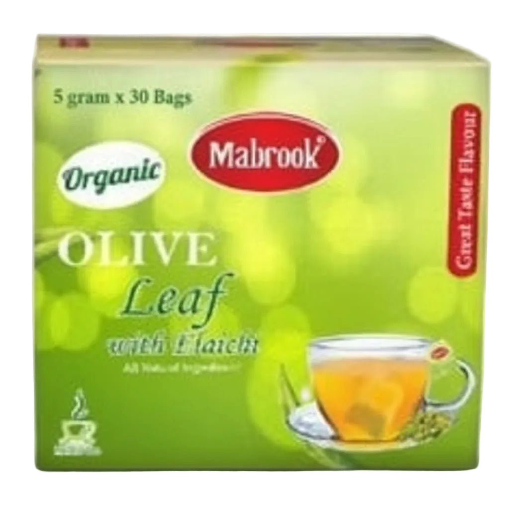 Mabrook - OLIVE LEAF GREEN TEA With ELAICHI ( Family Pack ) - 2gm Tea Bag x 30 Bags per Box / 12 Boxes per Carton