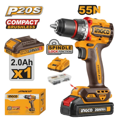 INGCO - Compact Brushless Cordless Drill - Item No. CDLI 205582 Industrial