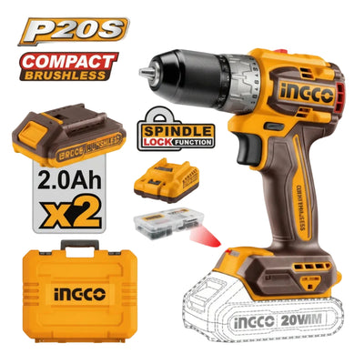 INGCO - Compact Brushless Cordless Drill - Item No. CDLI 20602 Industrial