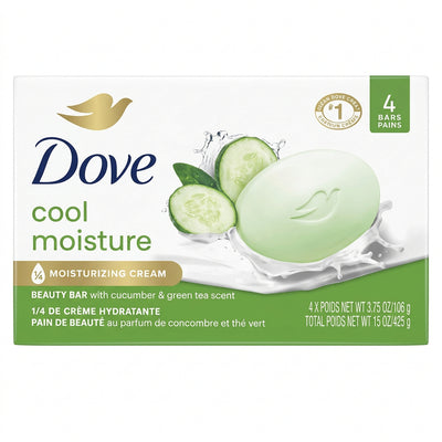 Dove - Soap Bar - COOL MOISTURE - 4 Bars Pack - 3.75 X 4 = 15 oz