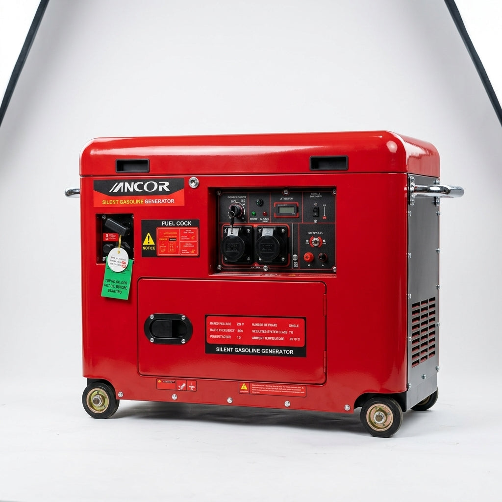 Ancor AC15000E-BS Silent Generator – 10.5 KVA (8,500W Continuous) Heavy-Duty Soundless Gasoline Canopy Generator