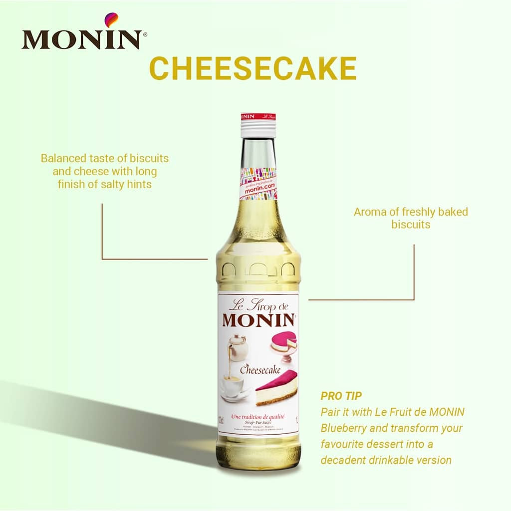 Monin - Cheese Cake Syrup - 1000 ml - Le Sirop De Monin - 100cl (1L)