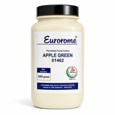 Eurorome Apple Green Food Colour 01462 450g permitted food-grade colouring for bakery, confectionery, desserts, beverages and commercial food manufacturing.