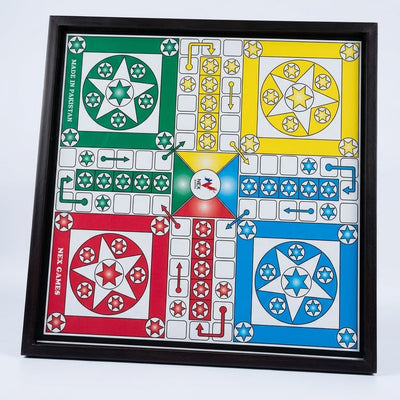 Classic Ludo Board Game with Sturdy Wooden Frame (24x24 Inches) | Premium Family Tabletop Game