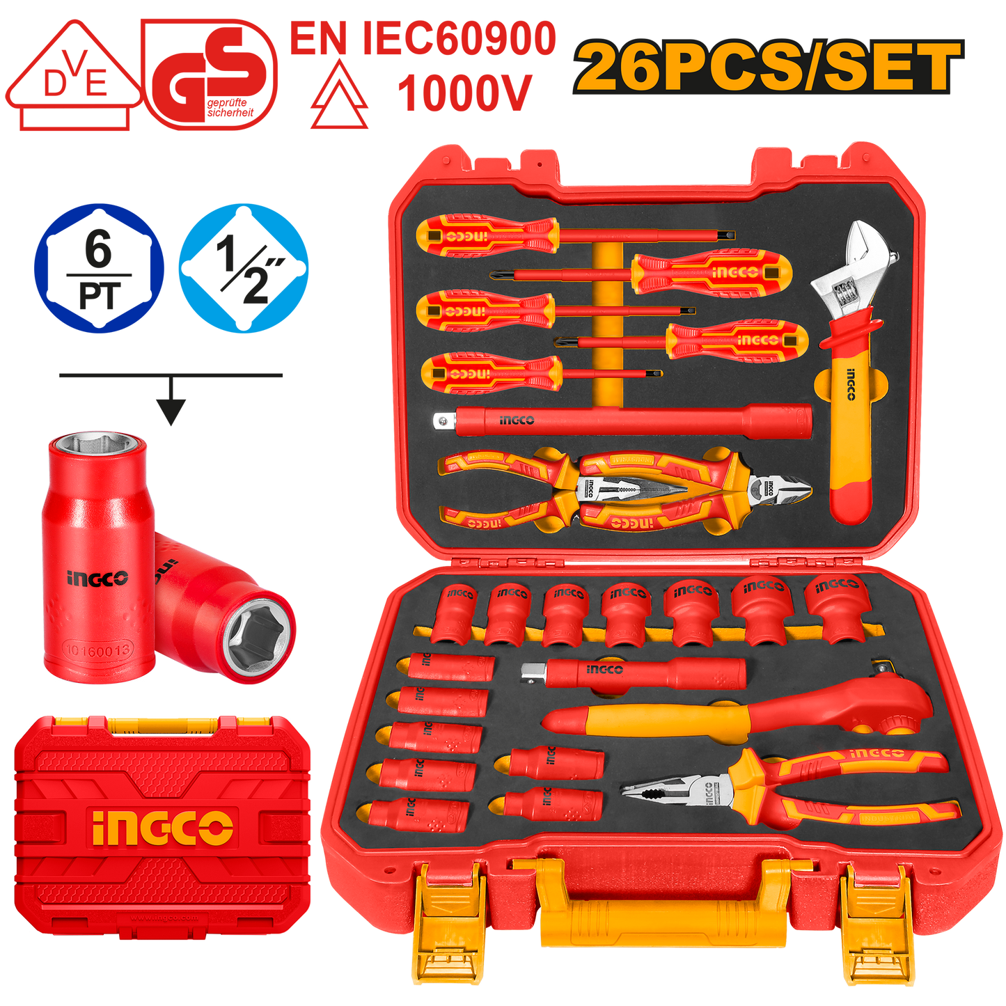INGCO - 26 Pcs insulated hand tools set HKITH2601