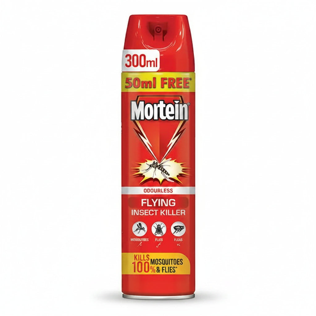 Mortein flying insect killer spray can on a white background