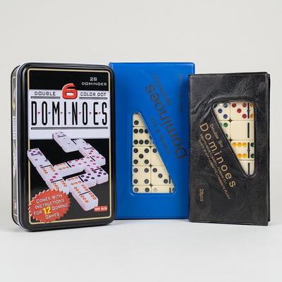 Double 6 Color Tint Dominoes Set with Storage Case – 28-Piece Classic Family Board Game