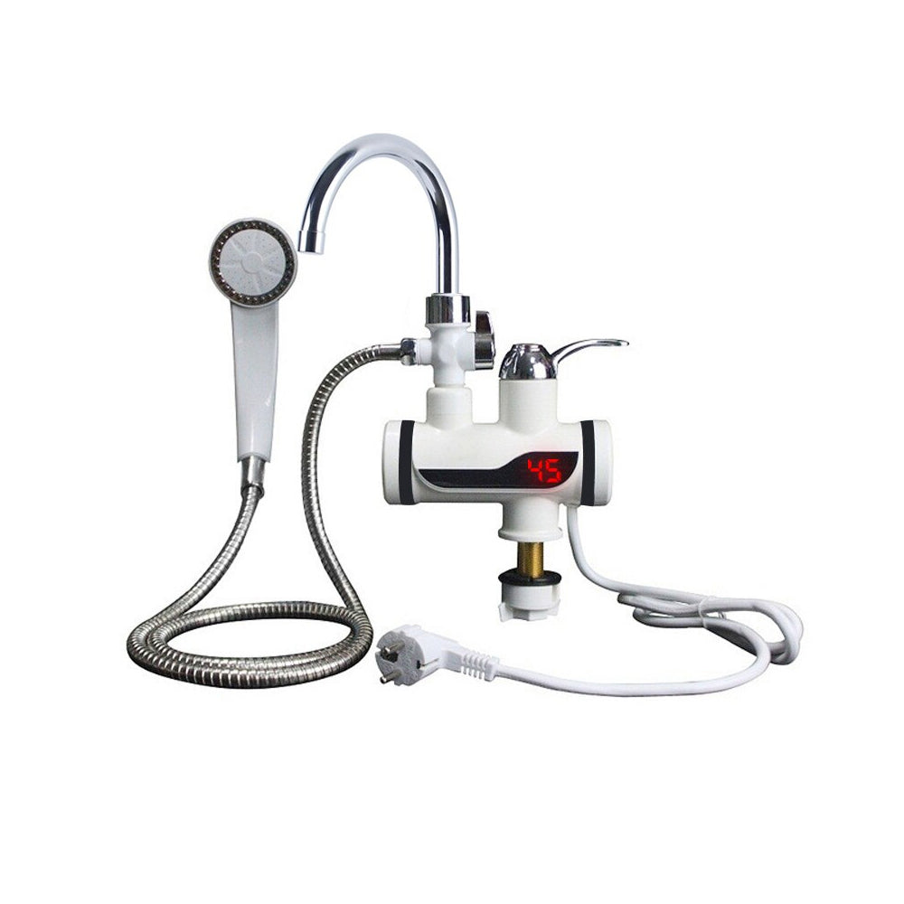 Instant Electric Water Heater Tap with LED Temperature Display and Shower - 3000 Watts