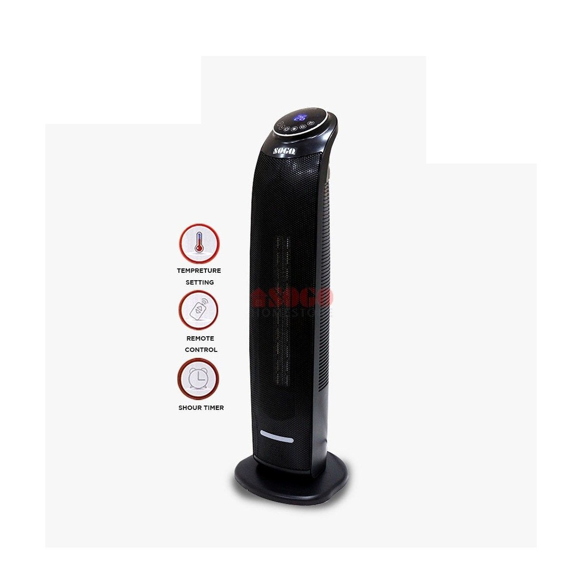 Sogo - Sogo Ceramic Tower Fan Heater - JPN-76 - (2200W) - Black - No Warranty