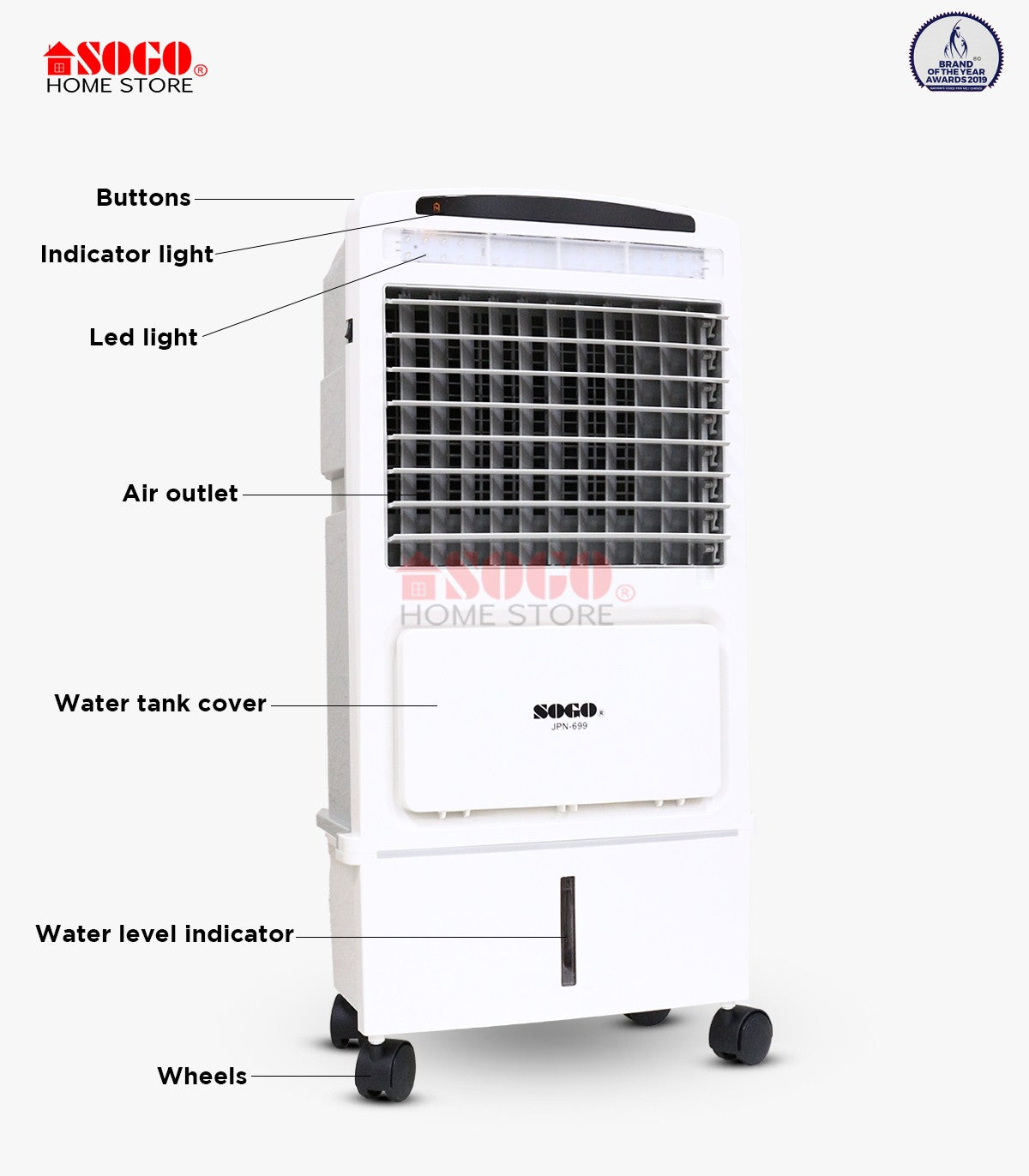 Sogo - Rechargeable Air Cooler - 8 Liter - JPN-699