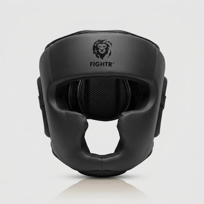 FIGHTR® Premium Boxing Headgear – Ultra-Protective Matte Black Sparring Guard