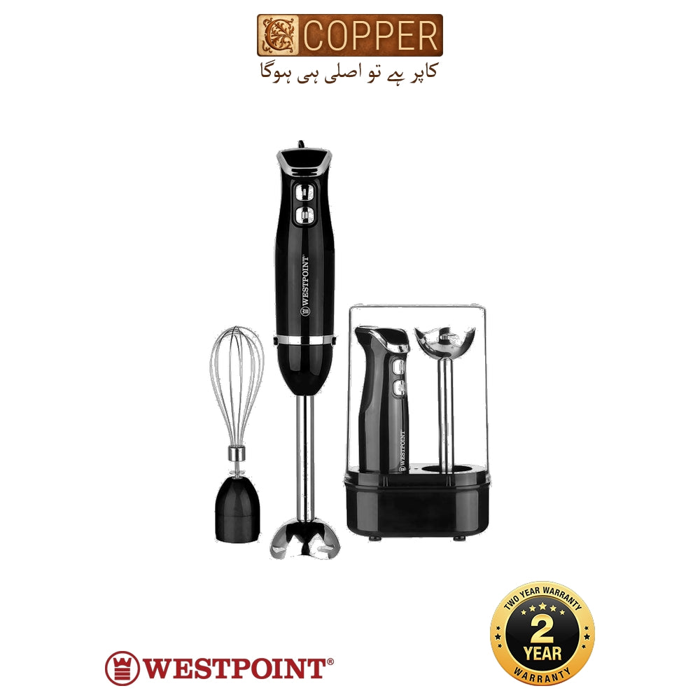 Westpoint - Hand Blender 2-in-1 Set - WF-9815 - White & Silver - 600 Watts - 1.0 Litre Beaker + Whisk Wand - Mixing Wand & Stainless Whisk