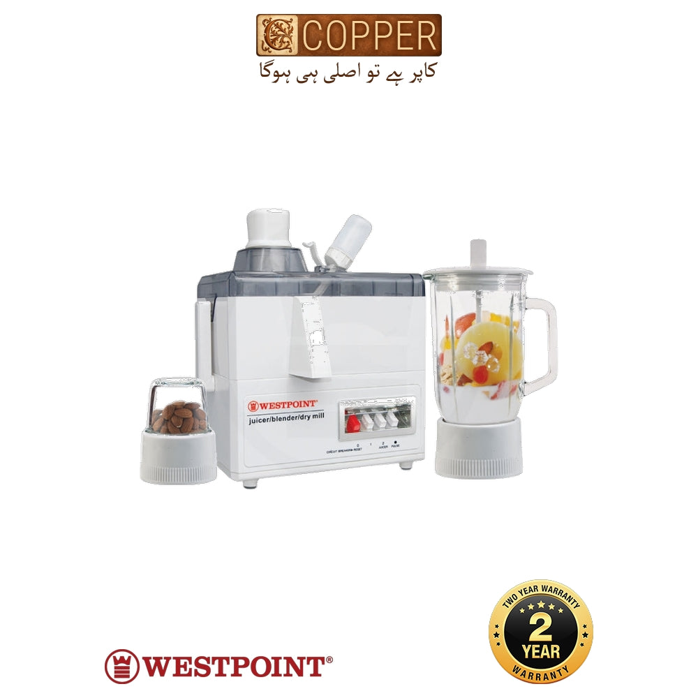 Westpoint - Juicer Blender Drymill 3-in-1 - WF-8813 - White & Clear - 750 Watts - 1.5L Blender + Dry Mill - 3-in-1 Juicer Blender & Grinder