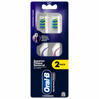 Oral-B Pro-3D White Pulsar Battery-Powered Toothbrush – 2 Pack – Soft - Whitening Clean