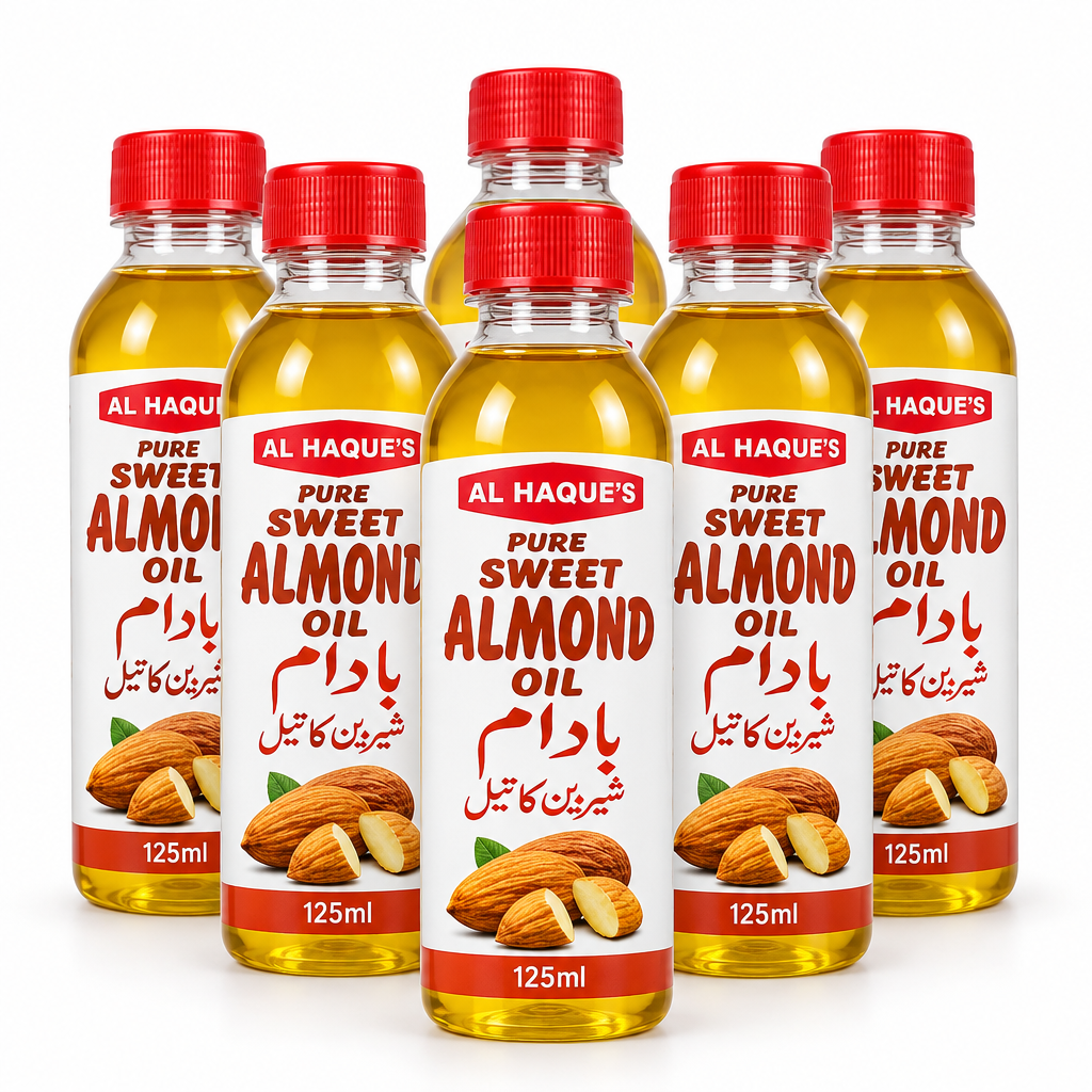 Al Haques - ALMOND OIL 125ml (6 bottles) بادام کا تیل