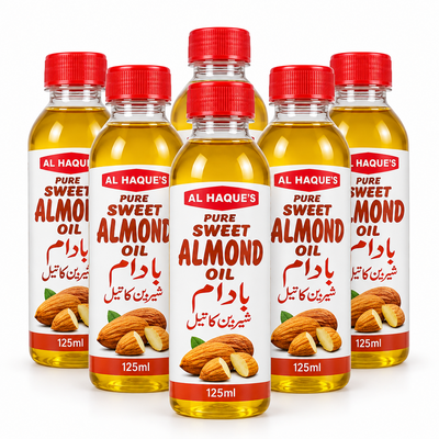 Al Haques - ALMOND OIL 125ml (6 bottles) بادام کا تیل