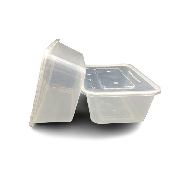 Plastic Container Box - 1000 ML - With Lid - 100 Pcs