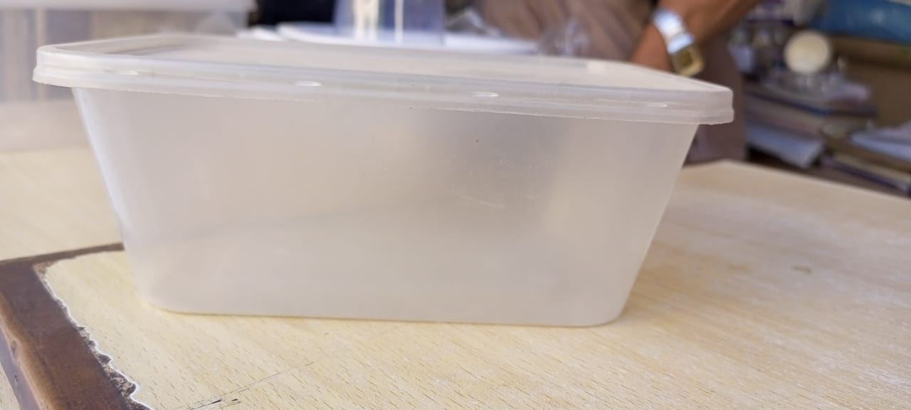 Plastic Container Box - 1000 ML - With Lid - 100 Pcs
