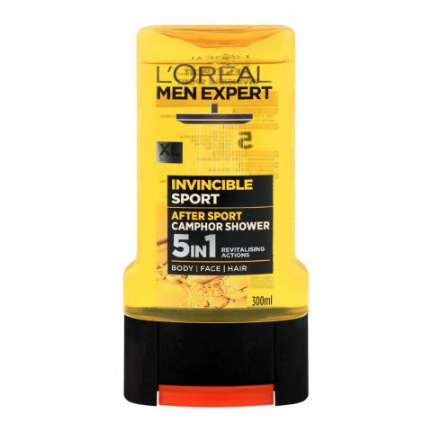 L'Oreal Paris - Men Expert -  Invincible Sports - 5-In-1 Body + Face + Hair Shower Gel -  After Sport- 300 ML