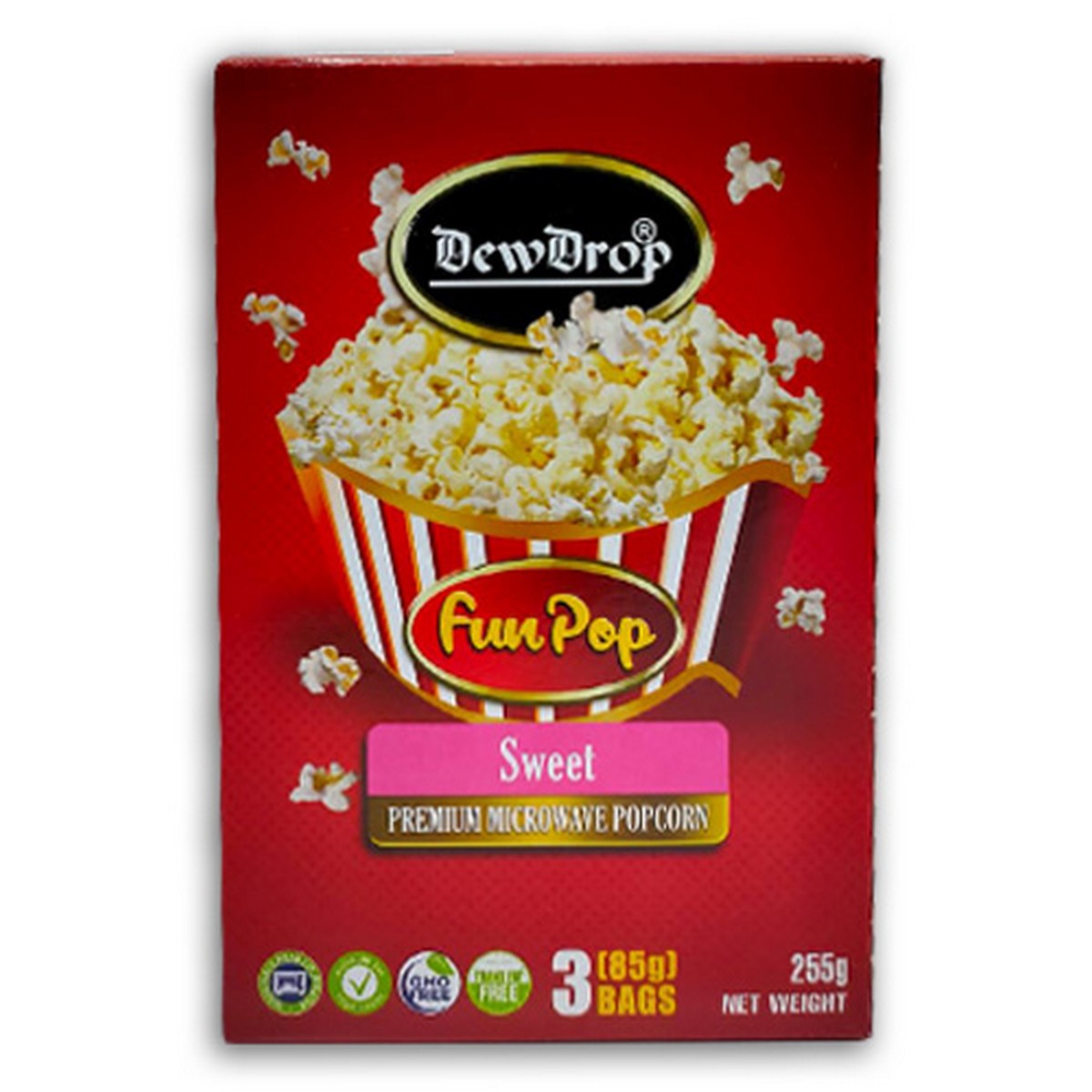 Dewdrop - Popcorn 3In1 Box 255Gm Sweet- Pack Of 14