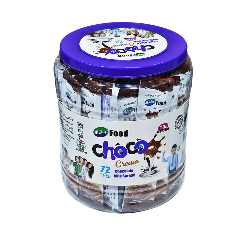 Milkyz Food - Choco Cream - Chocolate Milk Spread - 10g Sachets (72 Pcs) - Jar - 12 Count
