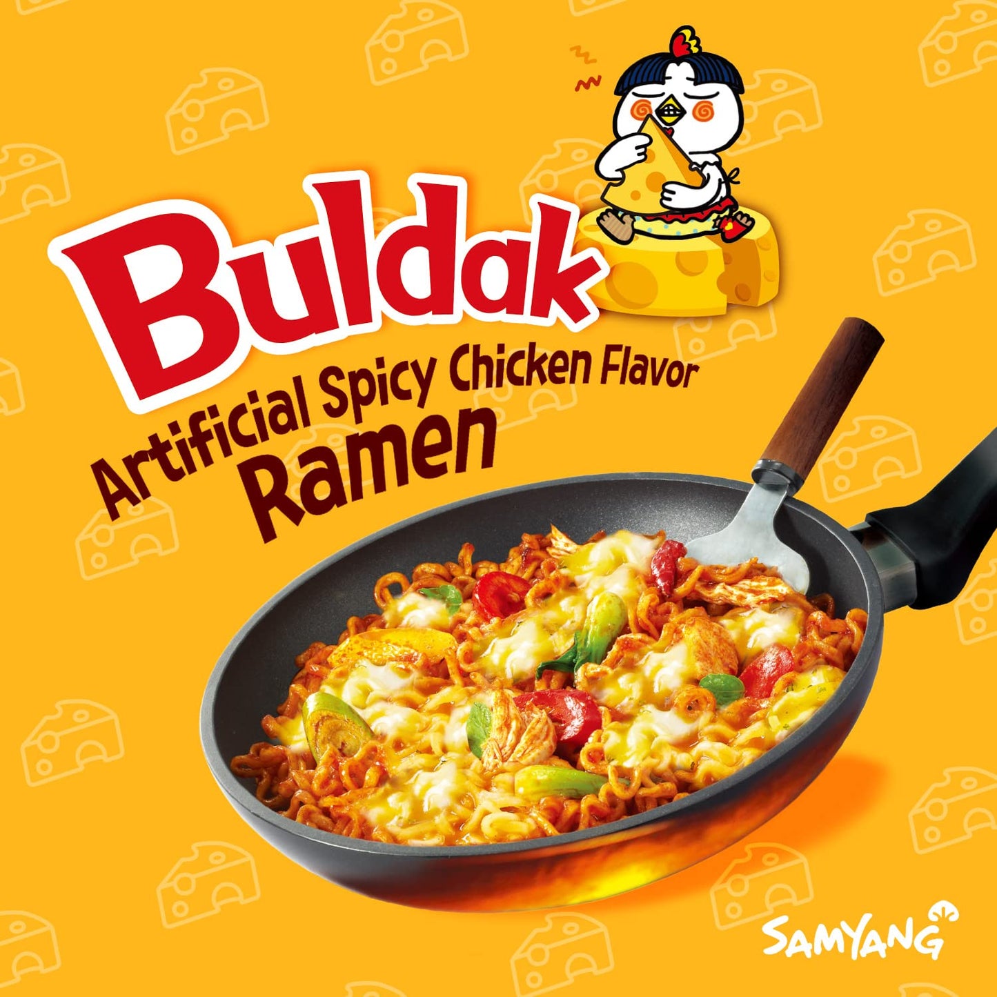 Samyang - Bulduk - Cheese Spicy Hot Chicken Stir-Fried Noodles - 140G- Pack of 5