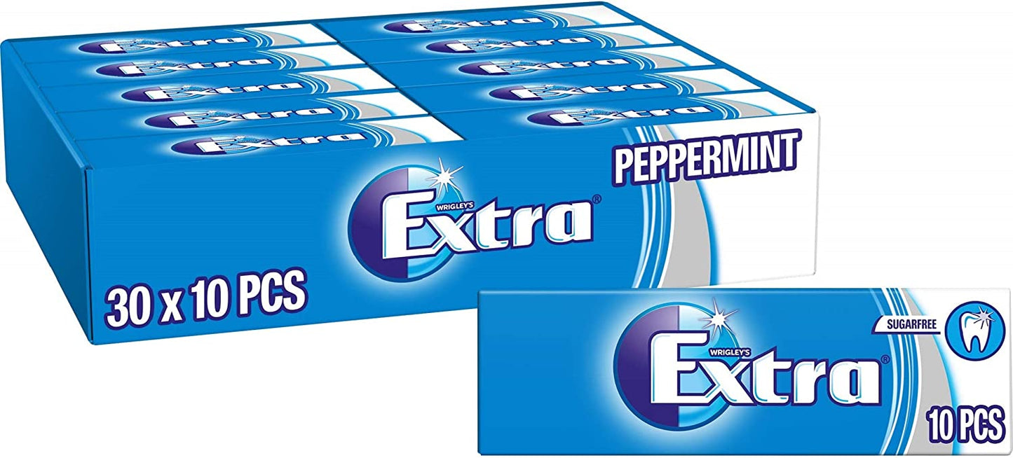 EXTRA - Peppermint - Bubble Sugar Free Chewing Gum - 30 Packs (10 Pellets each)