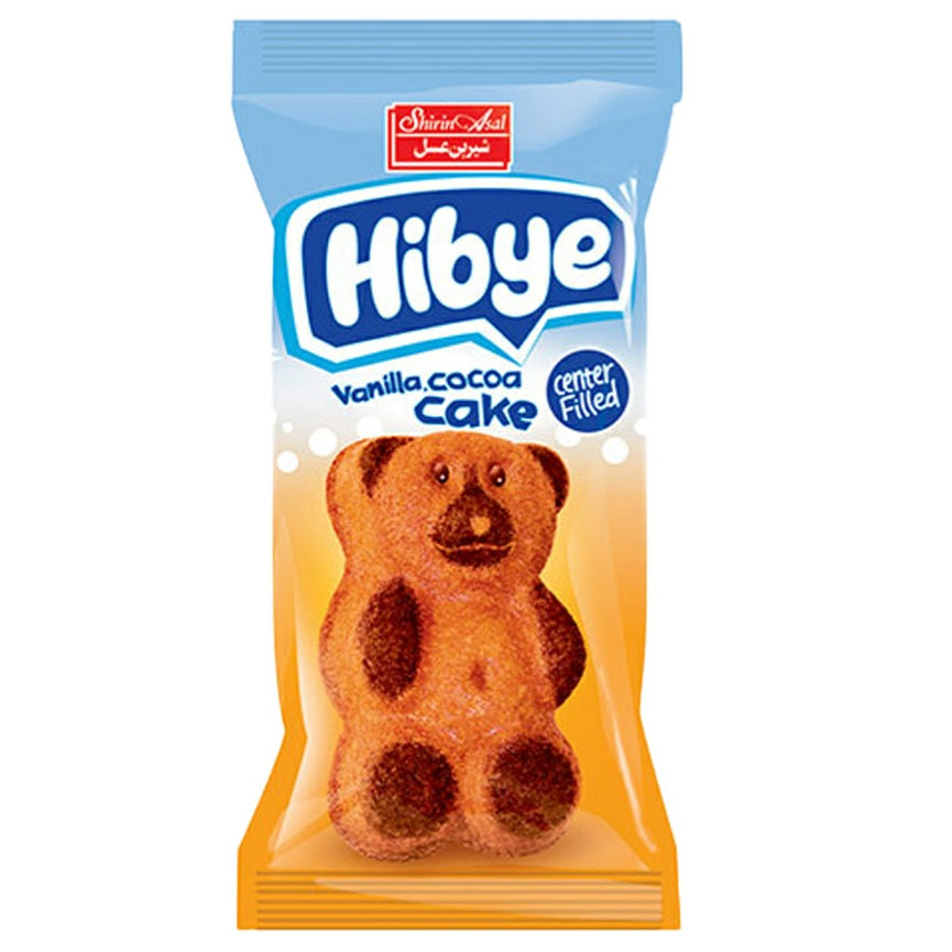 Shireen Asal - Hibye - Vanilla Cocoa Cake - Center Filled - (Pack of 24) - کیک خرسی های بای شیرین عسل 45گرمی وانیلی