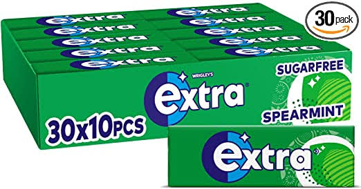 EXTRA - Spearmint - Bubble Sugar Free Chewing Gum - 30 Packs (10 Pellets each)