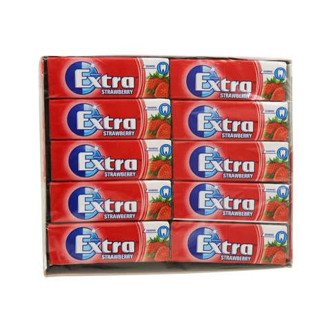 EXTRA - Strawberry - Bubble Sugar Free Chewing Gum - 30 Packs (10 Pellets each)