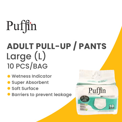 PUFFIN - Large - Pull Up Diapers - 89 - 119 cm- 10 pieces