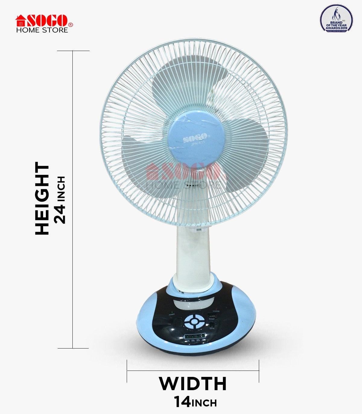 Sogo Rechargeable Fan - Table / Desk Fan (JPN-630)