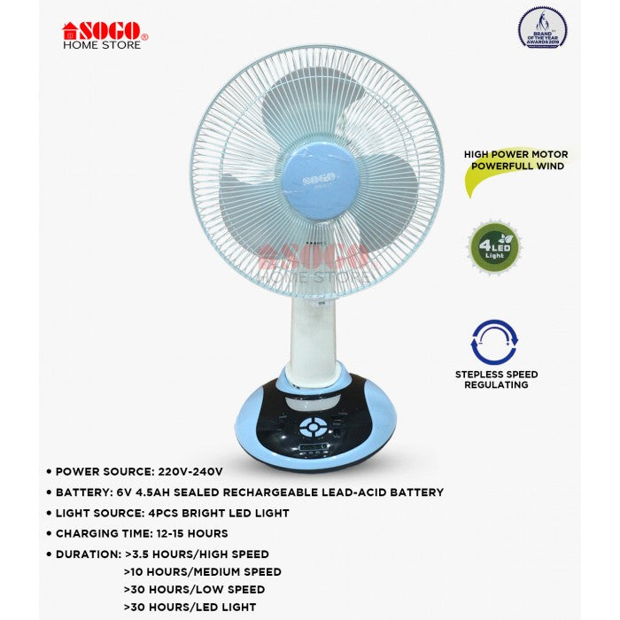 Sogo Rechargeable Fan - Table / Desk Fan (JPN-630)