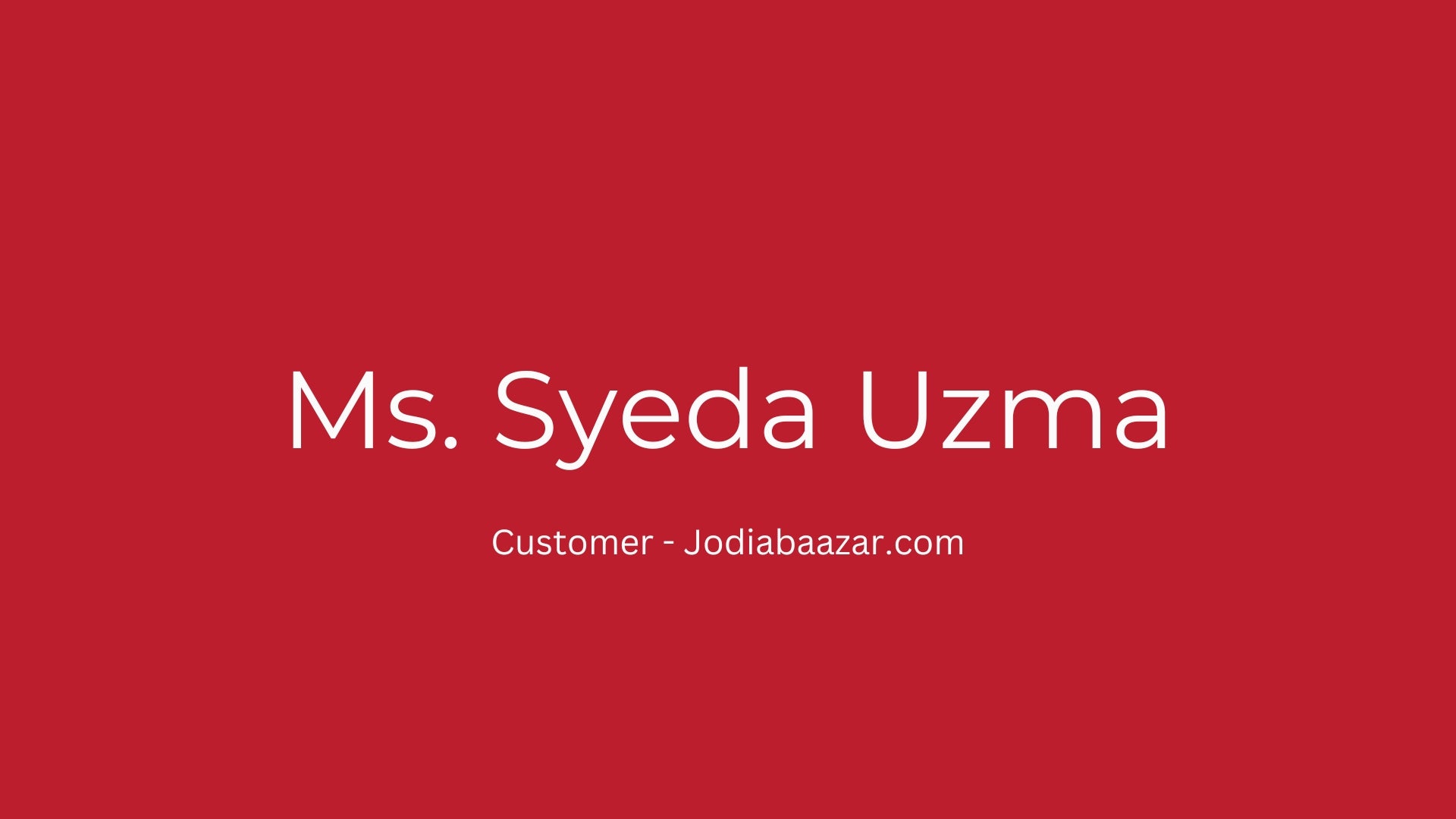 🌟 Voice of Customer: Syeda Uzma 🌟| Jodiabaazar.com