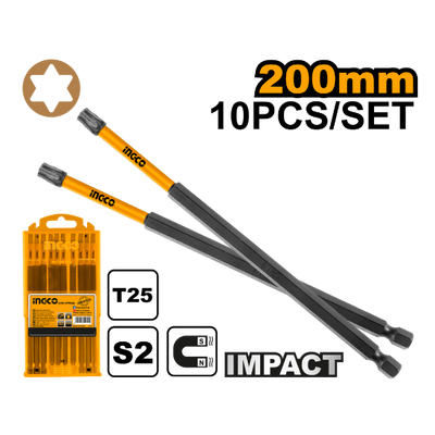 INGCO -  Impact screwdriver bits t25*200mm 10pcs SDBIM11T2583