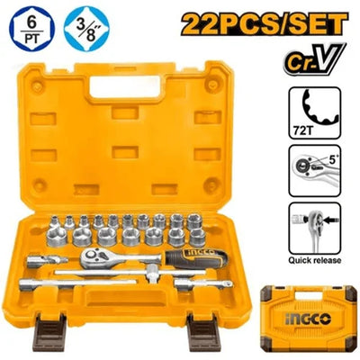 INGCO -  22 Pcs 3/8" socket set  HKTS38221