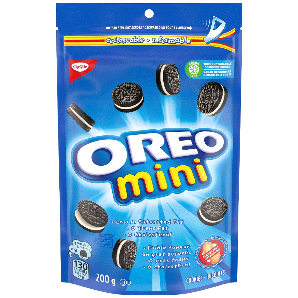 OREO mini - Original Chocolate Sandwich Cookies Pouch - 200 g - Crtn / 24 Each