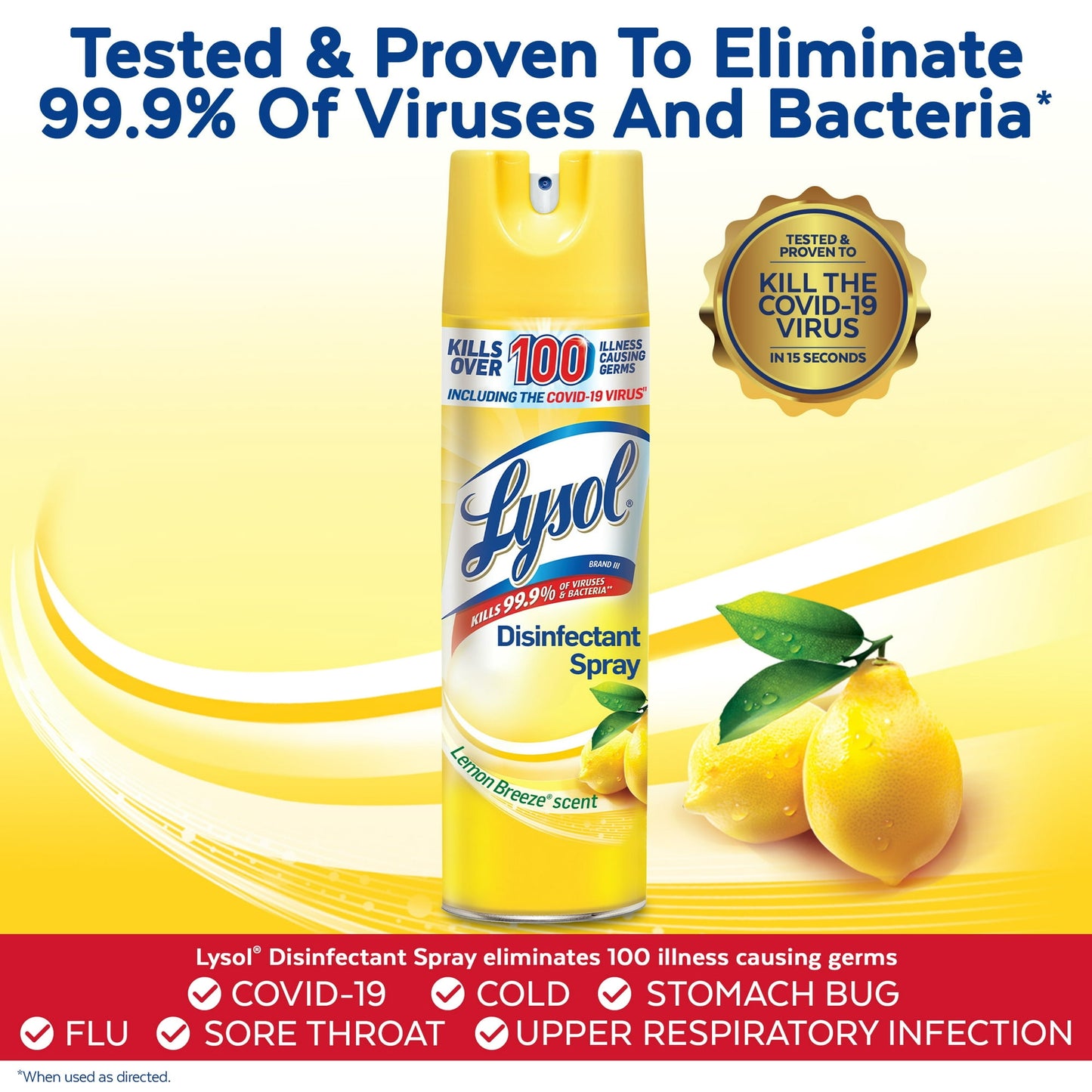 Lysol - Disinfectant Spray - Lemon Breeze Scent 19Oz